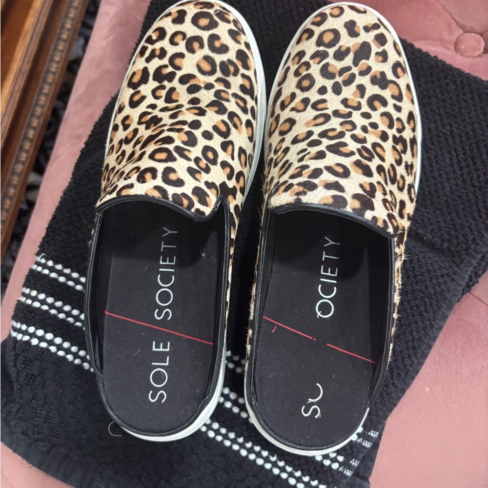 Sole Society Brown Sneakers with Leopard Print